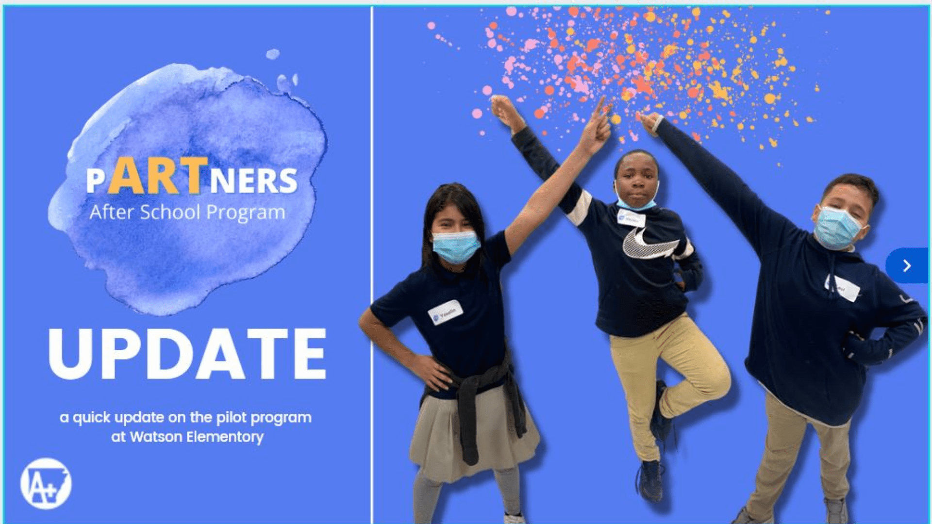 3 children under confetti | Pilot Program Update | April 15, 2022